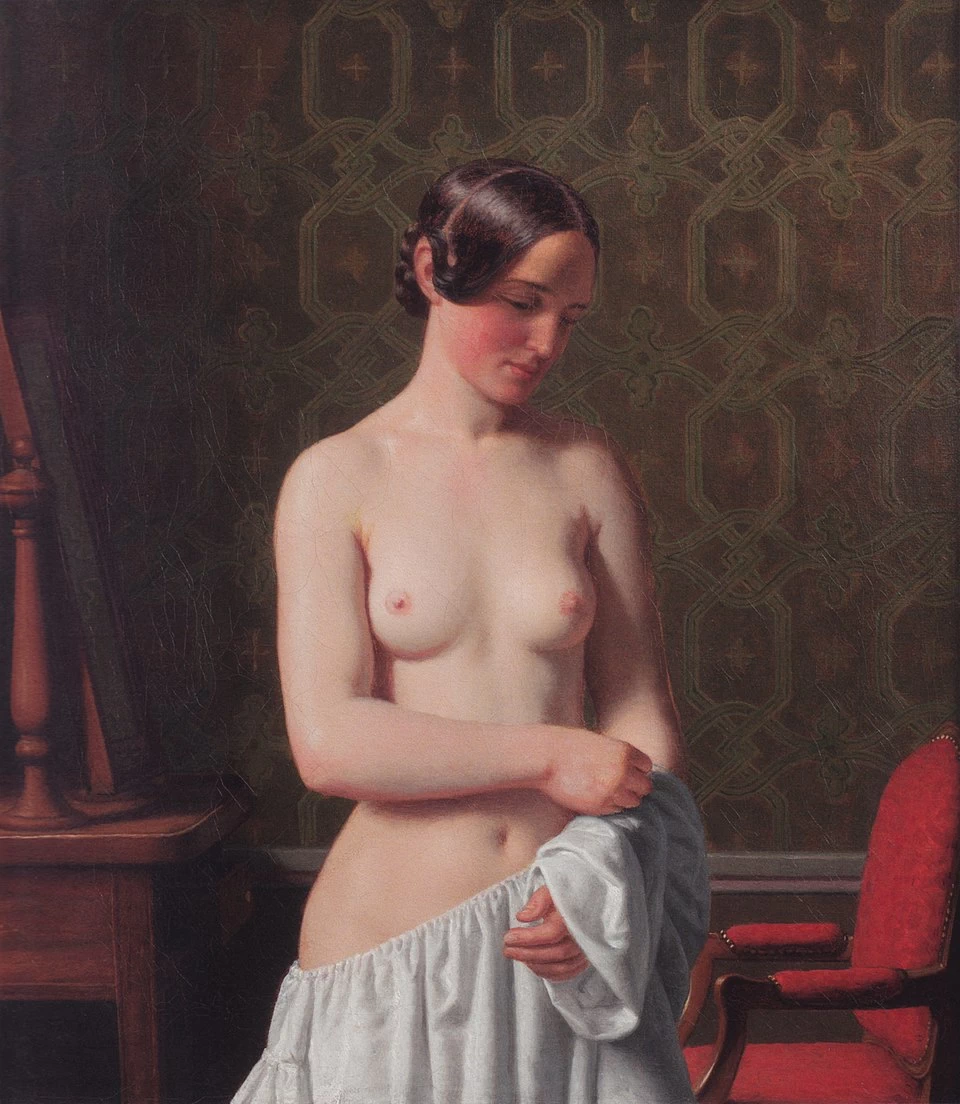 Una giovane ragazza che si spoglia - 1844